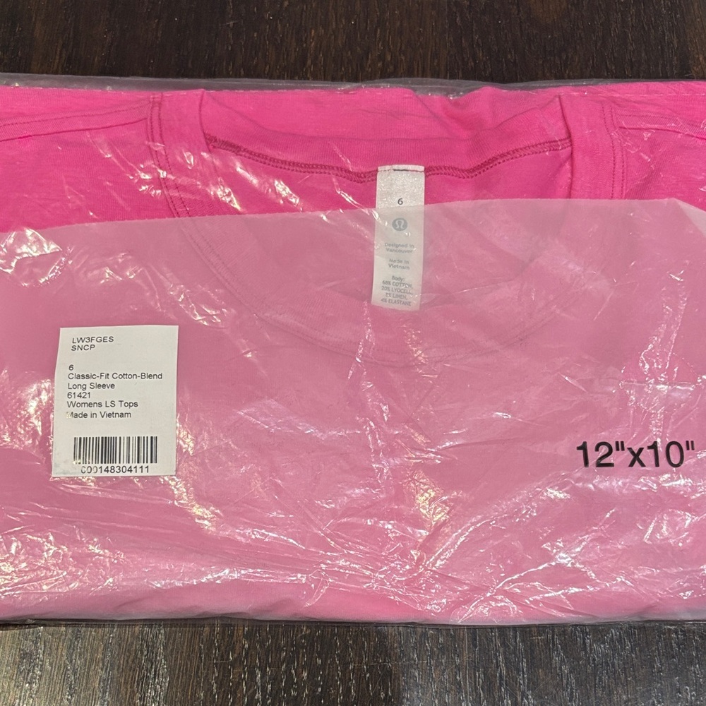 BNWT lululemon Pink Long Sleeve Cotton-Blend Top